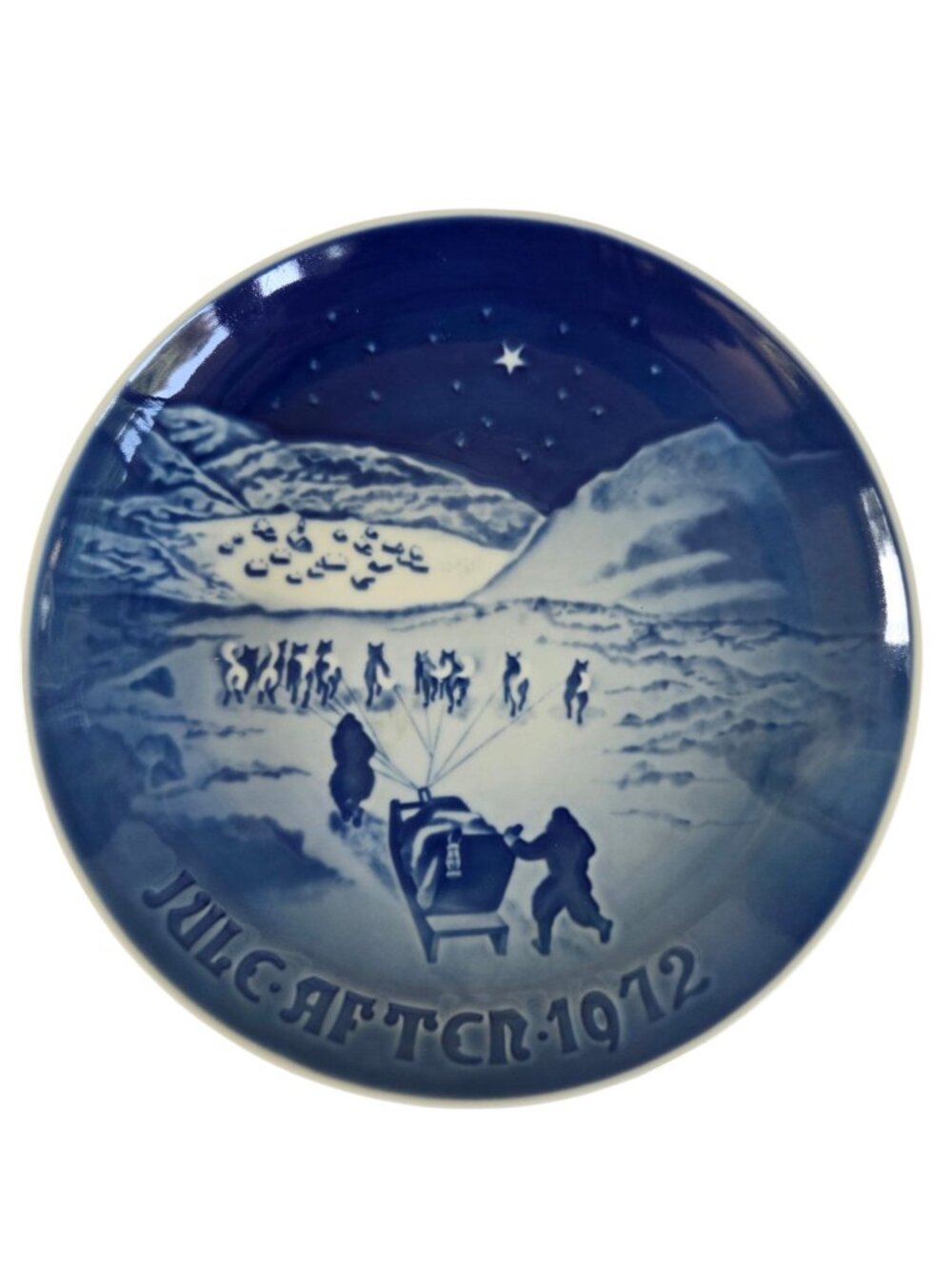 Bing & Grondahl 1972 7" Blue Christmas Plate Denmark B&G Christmas in Greenland